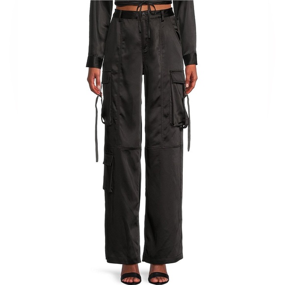 GB High Rise Coordinating Satin Cargo Pants - Picture 1 of 5